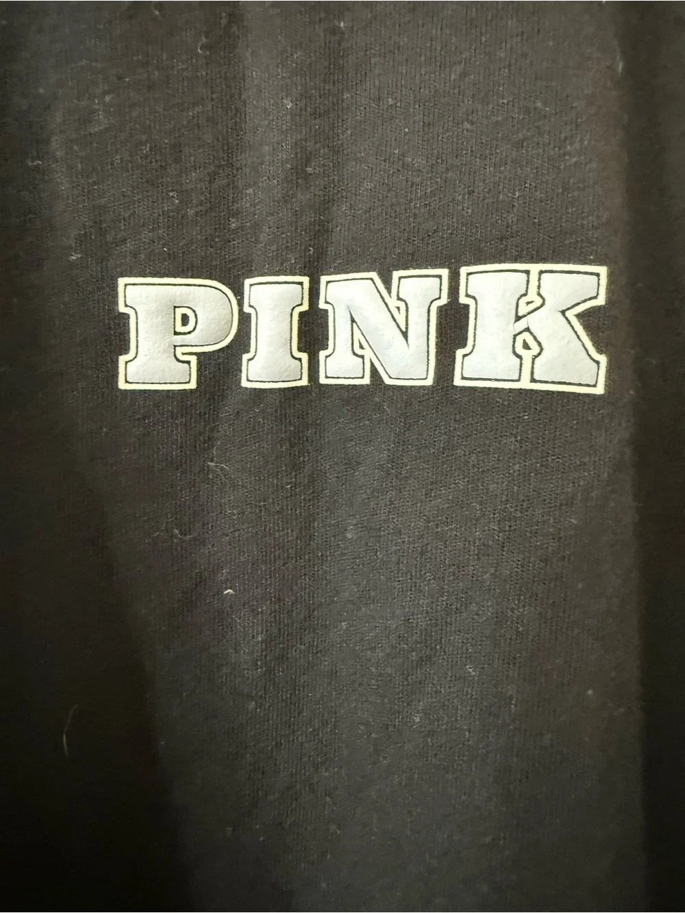 PINK Victoria's Secret Black Long-Sleeve Crew Tee with Crest Logo -size L *NWT